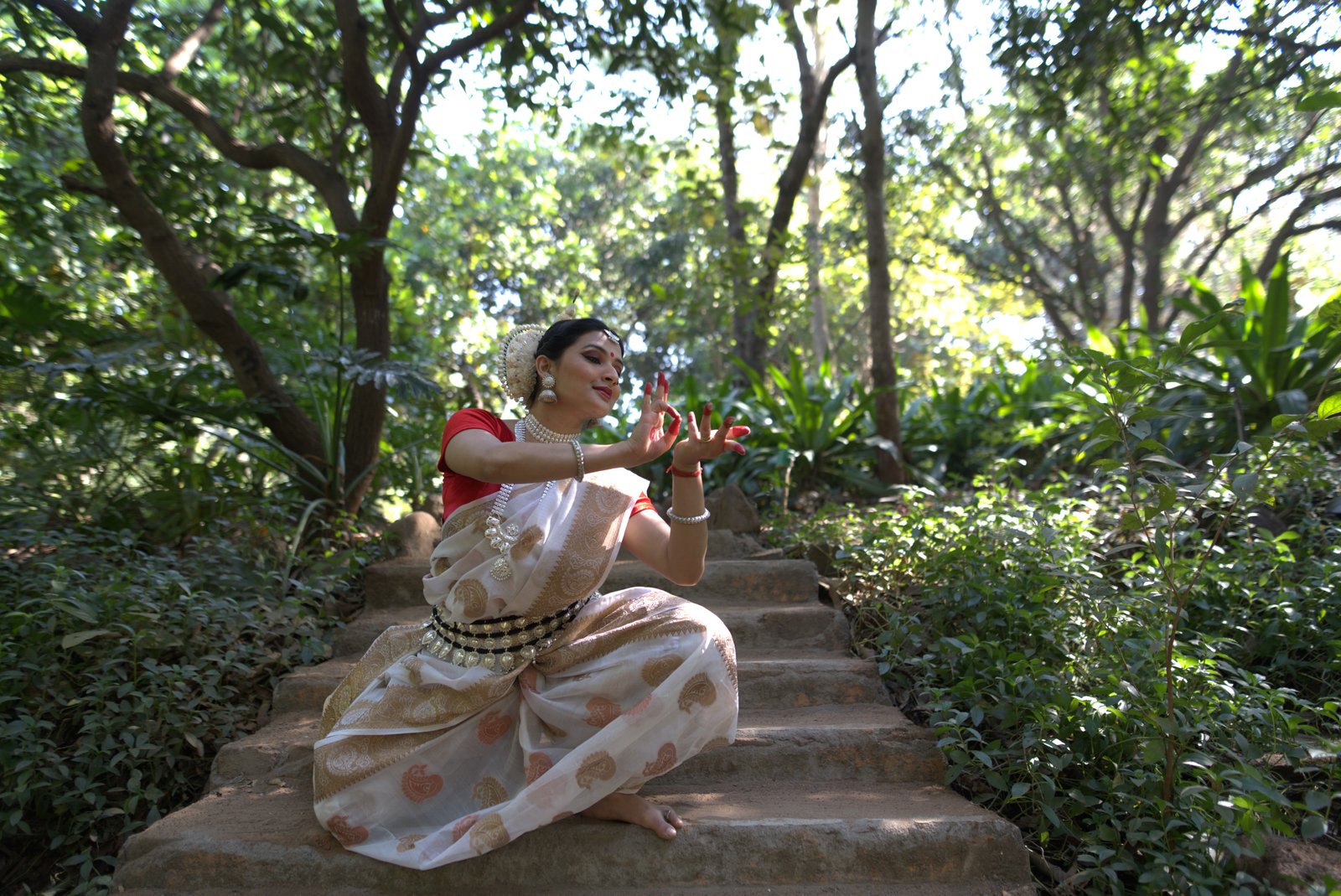 Learning mudras in workshop
